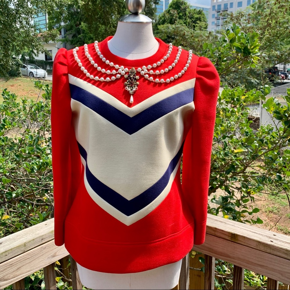 Gucci Jeweled Neckline Top